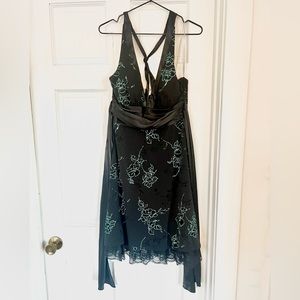 City Studio size M - black halter dress with teal sparkle flowers - worn once